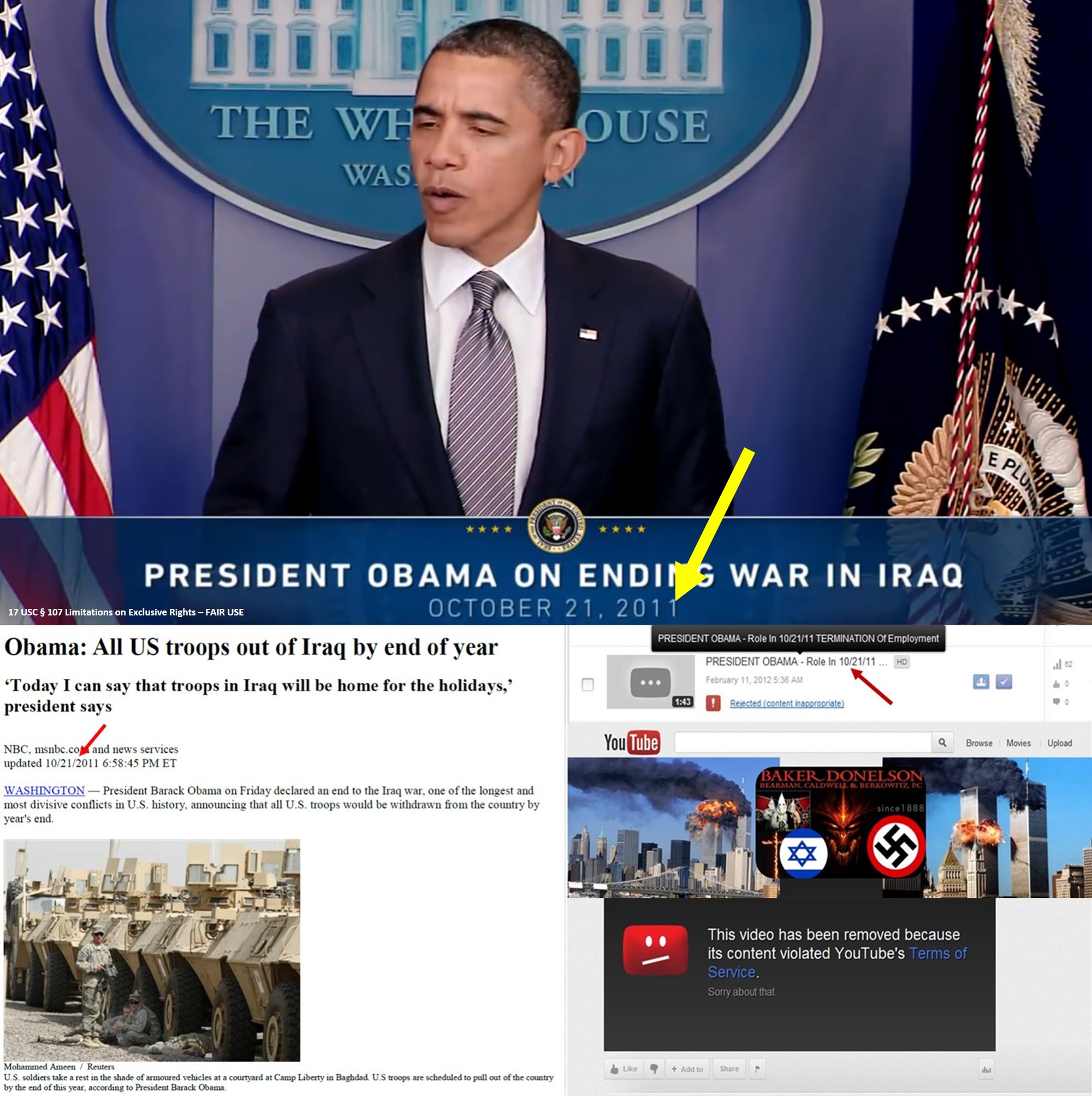102111 TERMINATION OF Vogel Denise Newsome EMPLOYMENT USA President Obama Ending Iraq War