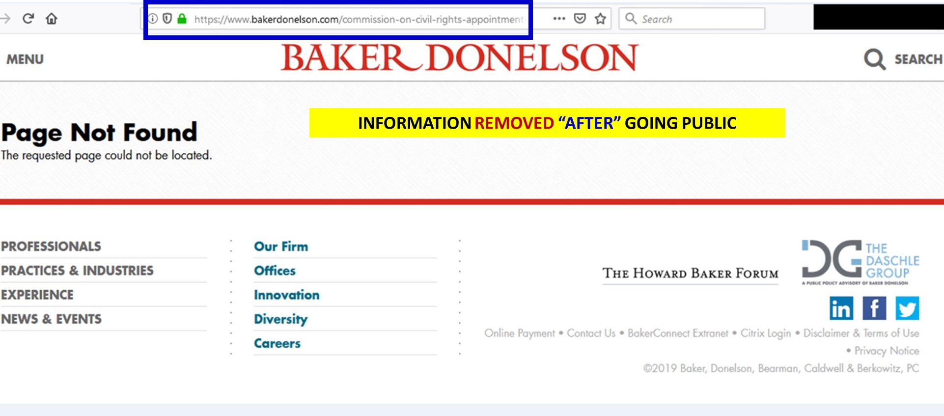 BAKER DONELSON REMOVAL Of United States Commission On Civil Rights