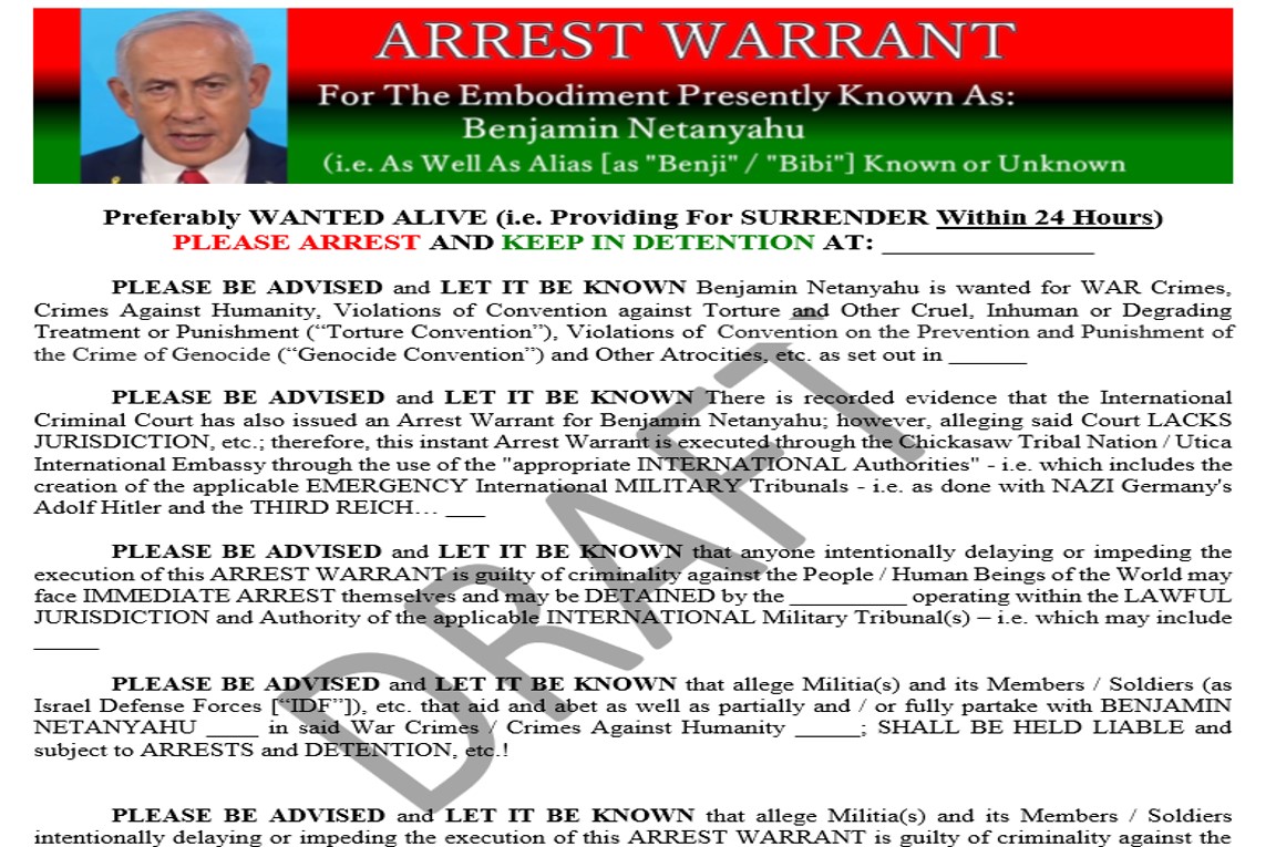 083125 DRAFT Benjamin Netanyahu ARREST WARRANT