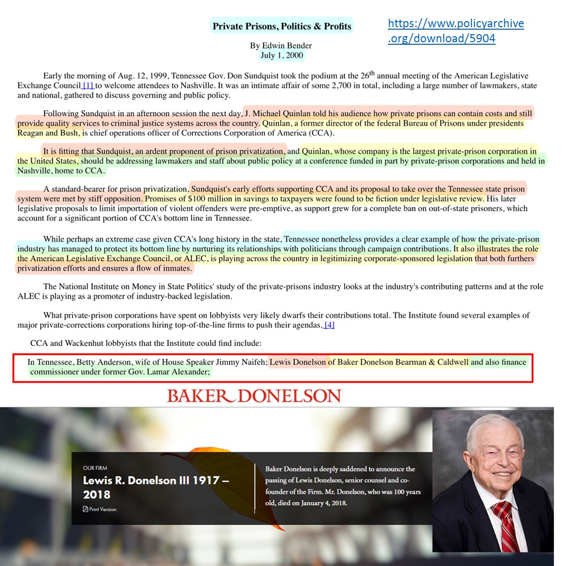 BAKER Donelson PRIVATE Prisons POLITICS and PROFITS