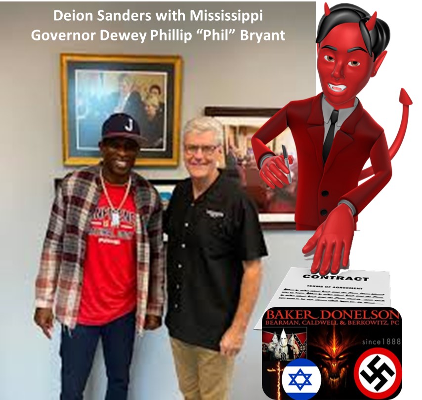 Deion Sanders with Mississippi Governor Phil Bryant2020