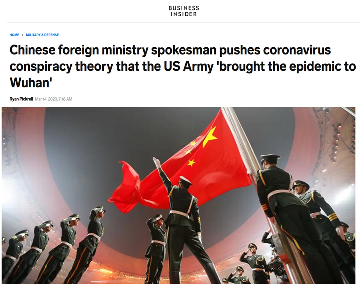 CHINA Publicly ANNOUNCE Coronavirus Brought By USA Military