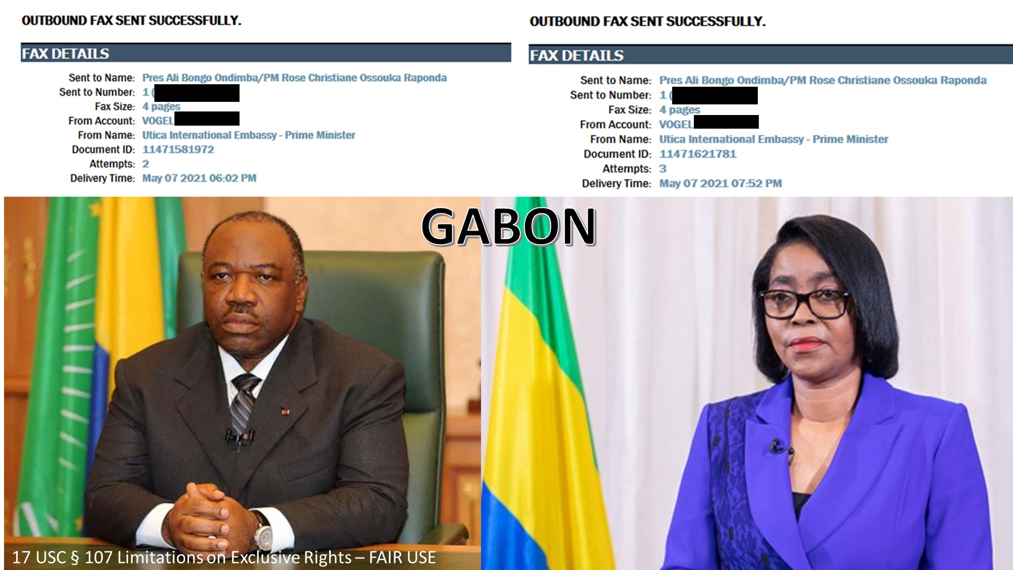 050721 Fax Confirmation Gabon