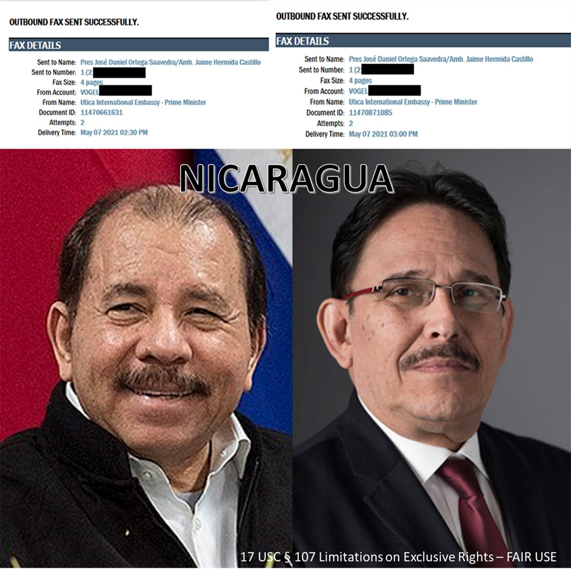 050721 Fax Confirmation Nicaragua