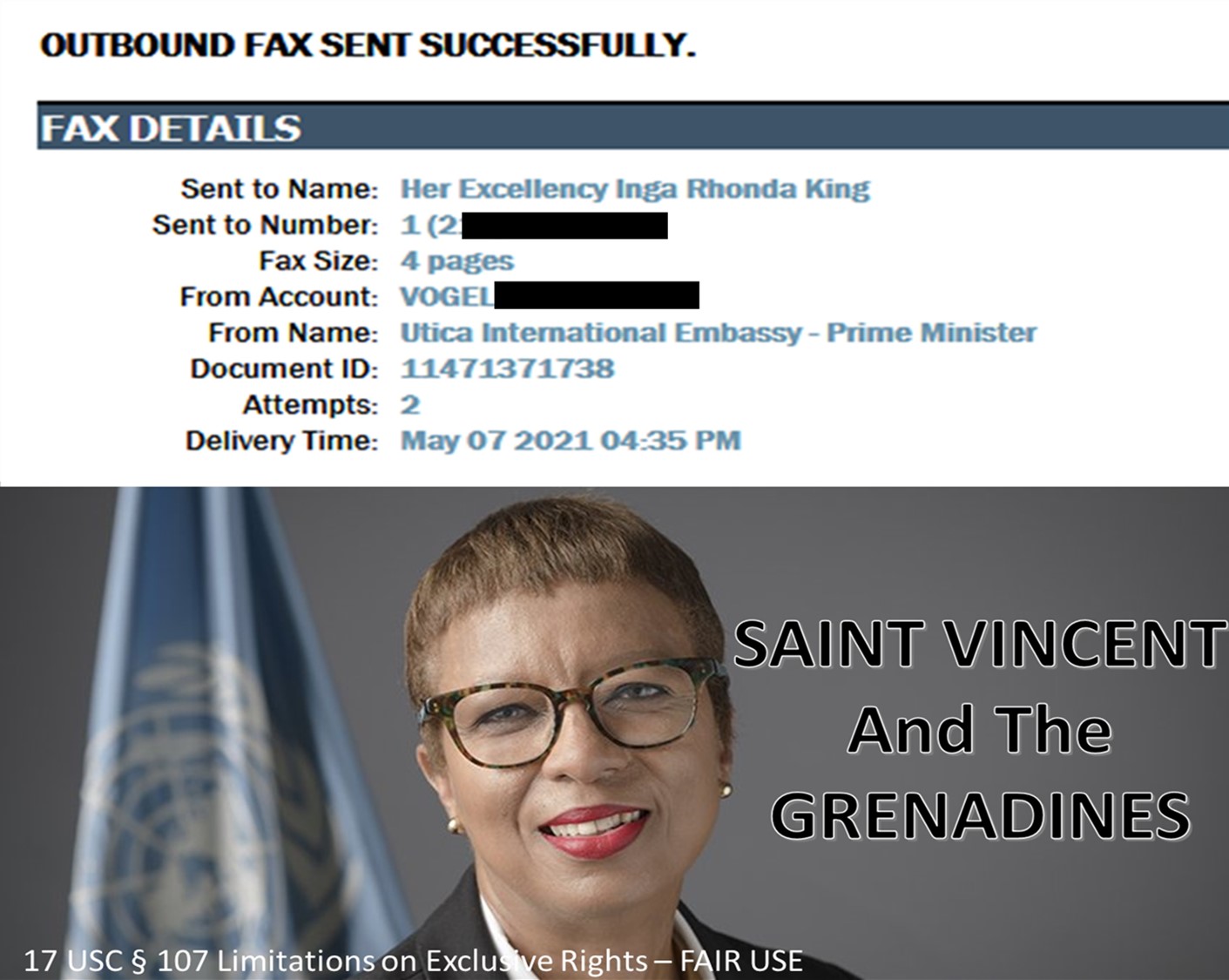 050721 Fax Confirmation Saint Vincent Grenadines