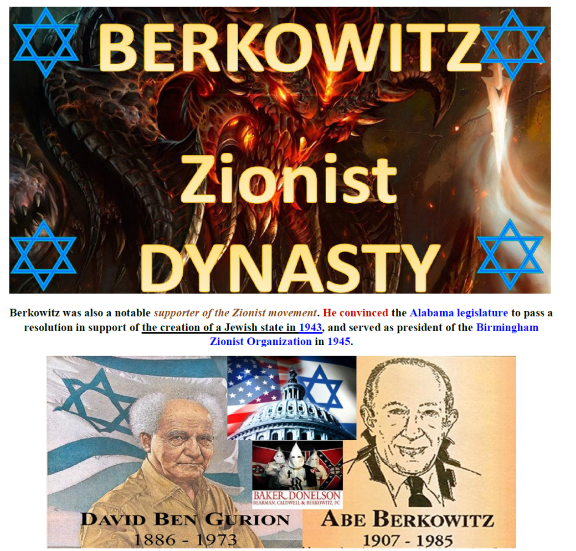 Baker Donelson Berkowitz ZIONIST Dynasty